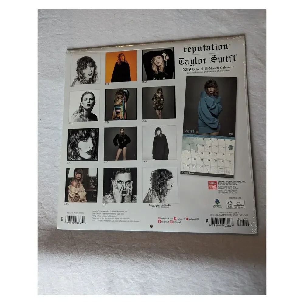 Taylor Swift Reputation Calendar 2019 Sealed Never Used